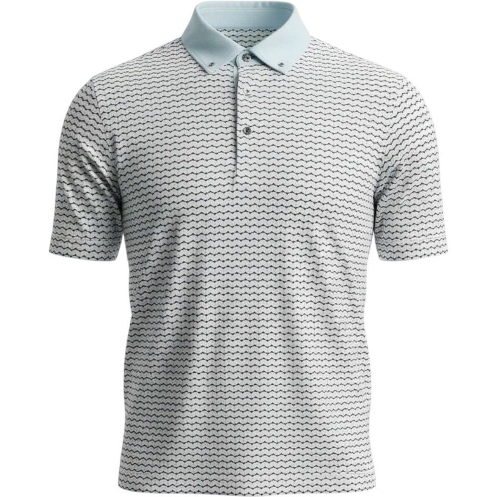 Greyson Mens Geometric Triangle Print Golf Polo Shirt Blue White Large